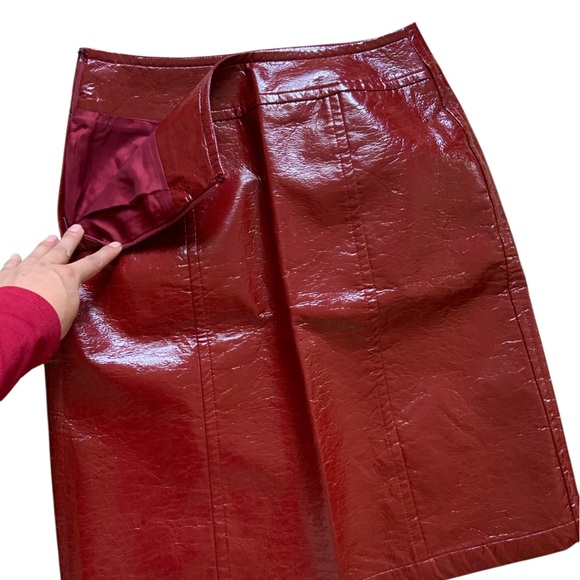 Francesca Mammoliti Shiny Reflective Patent Pu Leather  Skirt - Size 6 - Picture 12 of 13